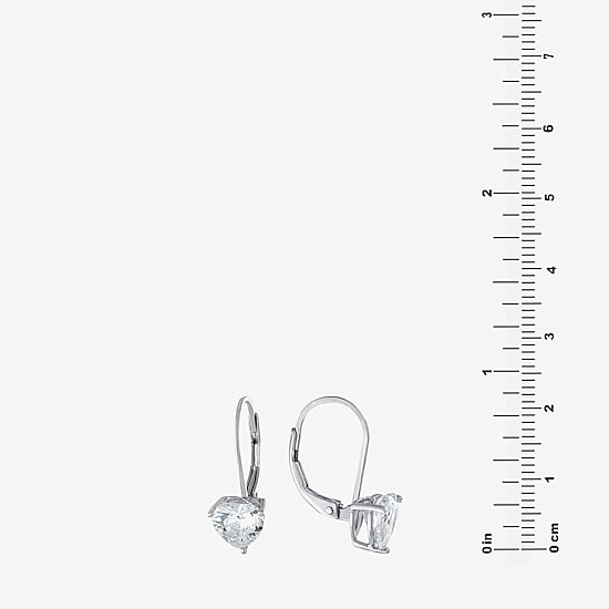 Silver Treasures Cubic Zirconia Sterling Silver Heart Drop Earrings