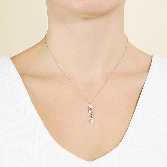 Silver Treasures Blessed Womens Sterling Silver 16 Inch Pendant Necklace