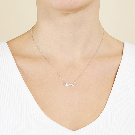 Silver Treasures Blessed Womens Sterling Silver 16 Inch Pendant Necklace