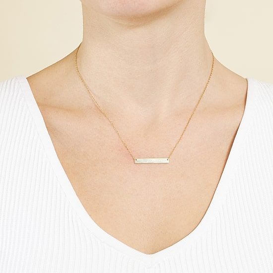 Silver Treasures Unstoppable Womens 14K Gold Over Silver Bar 16 Inch Pendant Necklace