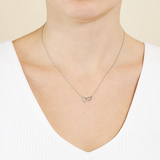 Silver Treasures Womens Sterling Silver Heart 16 Inch Pendant Necklace
