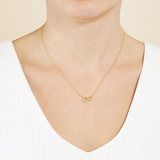 Silver Treasures Womens 14K Gold Over Silver Heart 16 Inch Pendant Necklace