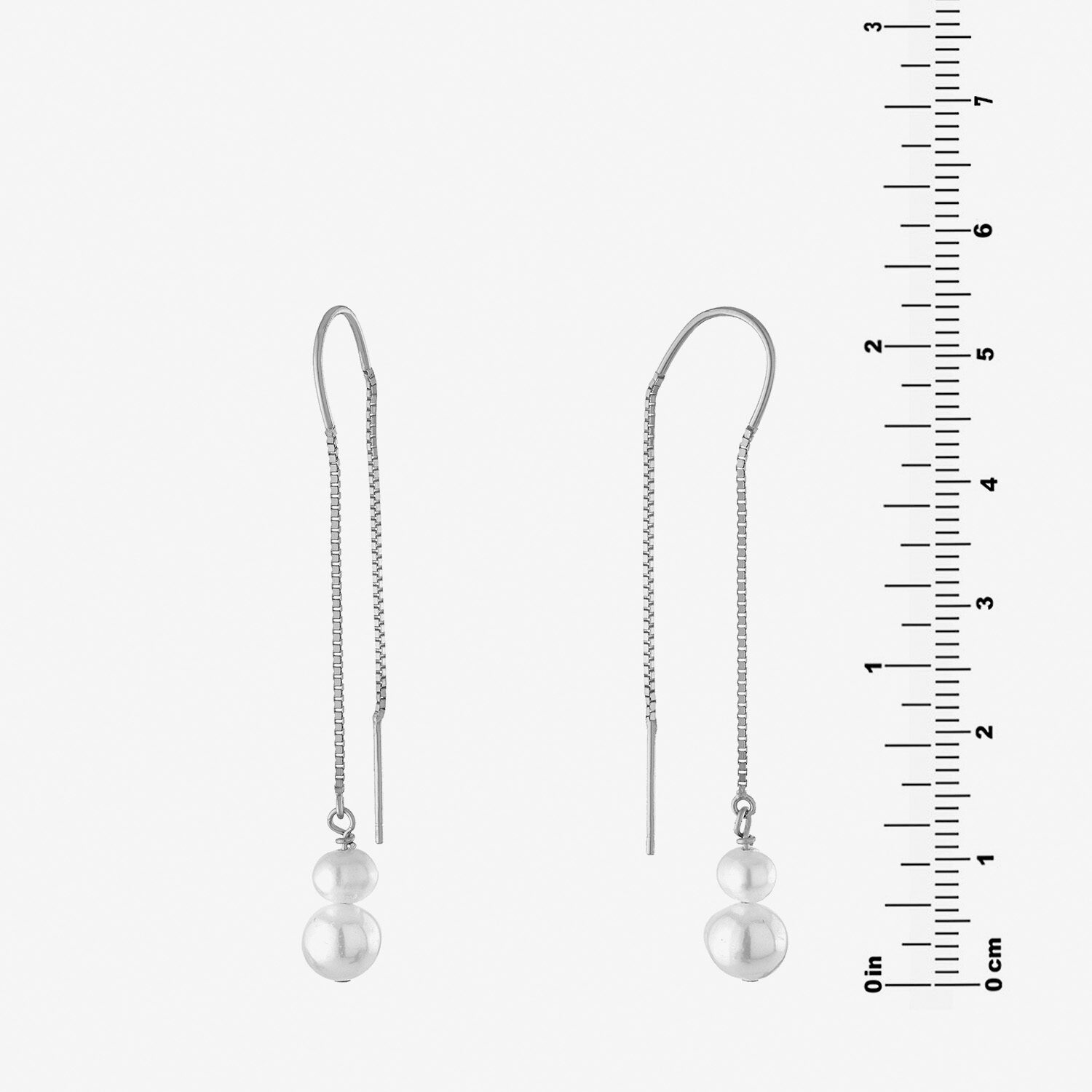 Silver Treasures Womens White Simulated Pearl Sterling Silver Moon Drop Earrings