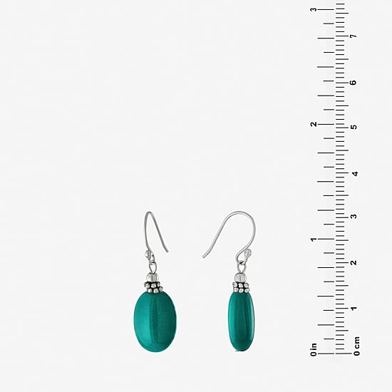 Silver Treasures Simulated Womens Blue Turquoise Sterling Silver Oval Drop Earrings