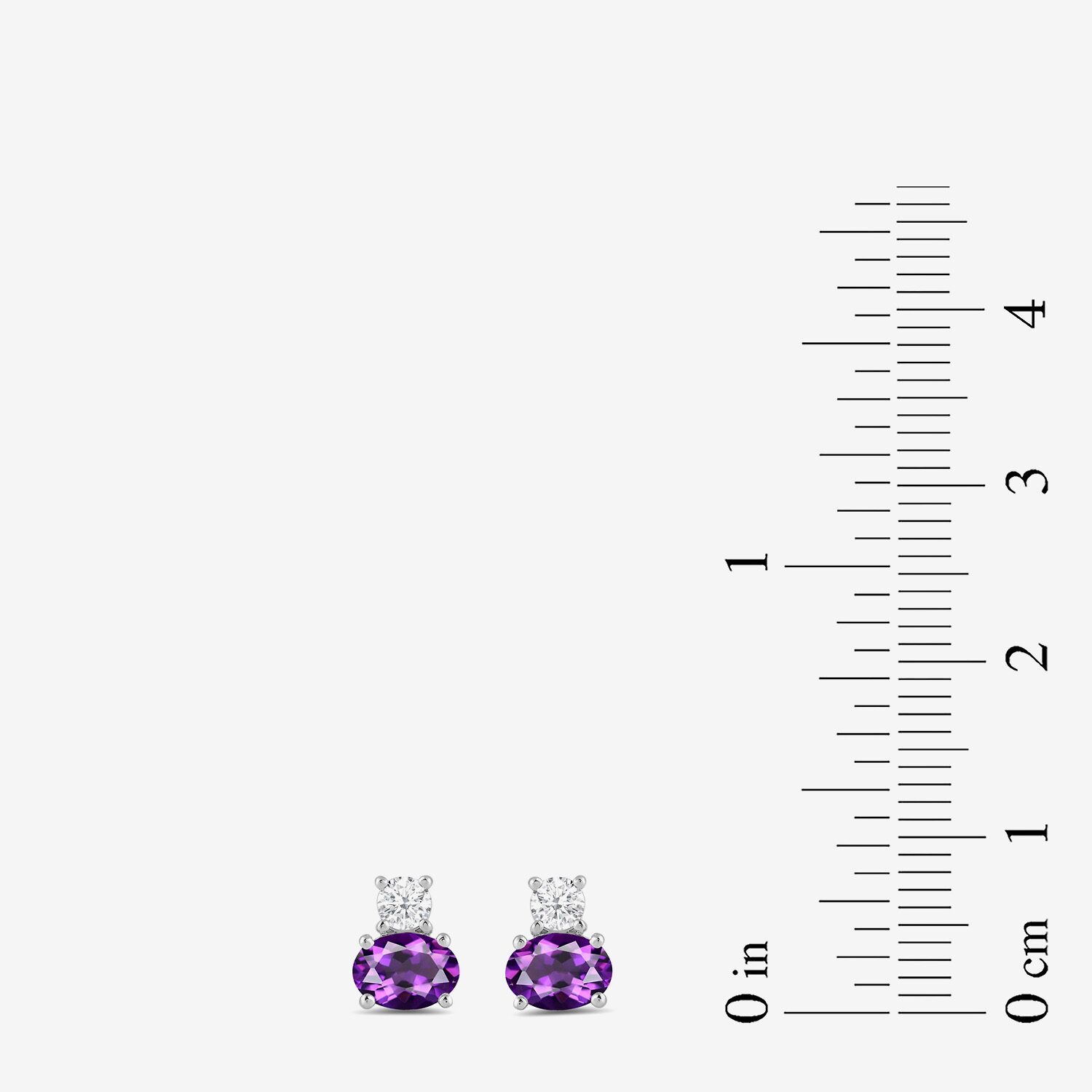 Toi Et Moi Genuine Gemstone & 1/5 CT. T.W. Lab Grown Diamond 10K White Gold 7.2mm Oval Stud Earrings