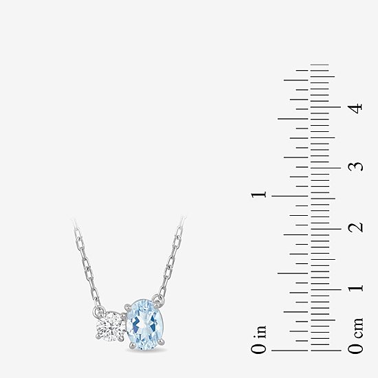 Toi Et Moi Womens Genuine Gemstone & 1/4 CT. T.W. Lab Grown Diamond 10K White Gold Oval Pendant Necklace
