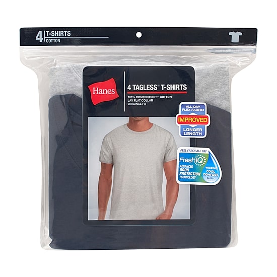 Hanes Comfortsoft Mens 4 Pack Short Sleeve Crew Neck Moisture Wicking T-Shirt