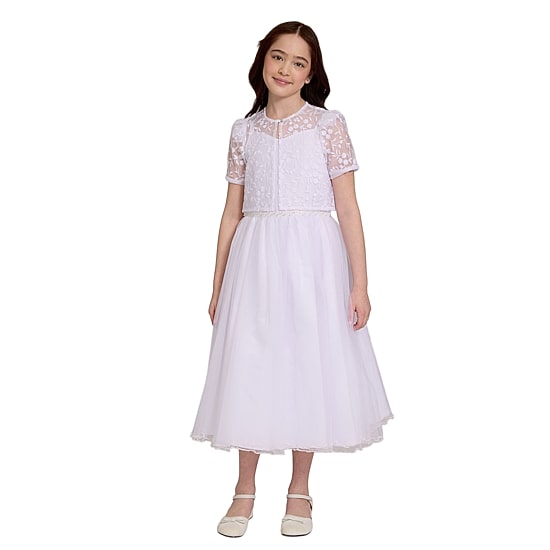Bonnie Jean Little & Big Kid Girls Lace Short Sleeve Satin Fit + Flare Dress