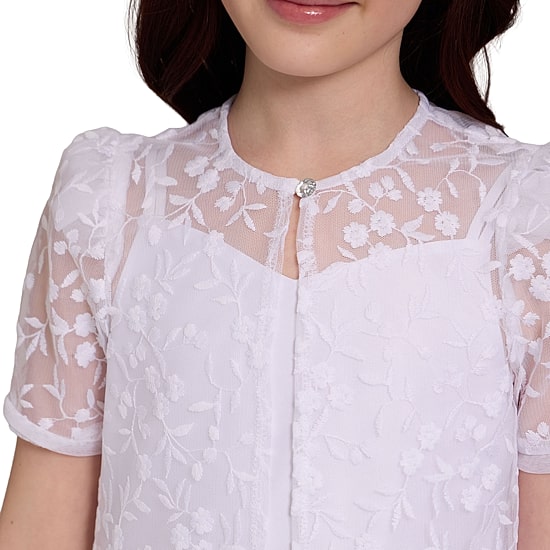 Bonnie Jean Little & Big Kid Girls Lace Short Sleeve Satin Fit + Flare Dress