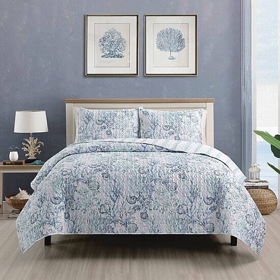 Richmond Park Cabana Coral 3-pc. Quilt Set