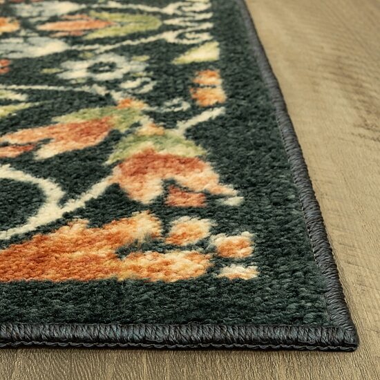 Maples Multi Floral Navy Indoor Rectangular Accent Rug