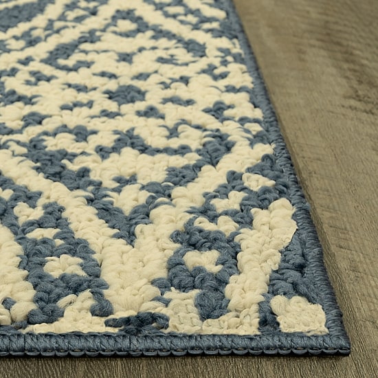 Maples Circle Medallion Blue Indoor Rectangular Accent Rug