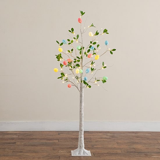 Nearly Natural 5ft Blooming Easter Egg Twig Lighted Indoor Artificial Tree