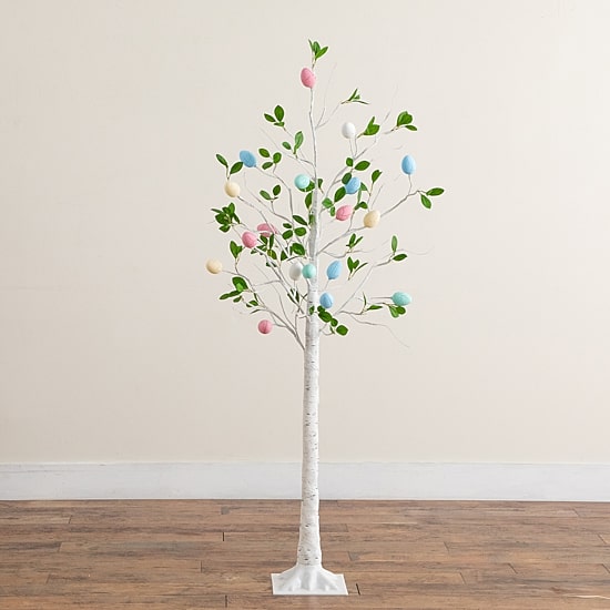 Nearly Natural 5ft Blooming Easter Egg Twig Lighted Indoor Artificial Tree