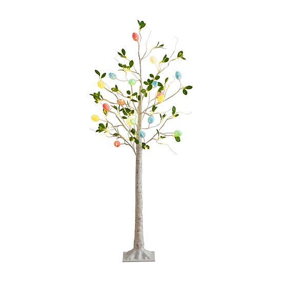 Nearly Natural 5ft Blooming Easter Egg Twig Lighted Indoor Artificial Tree