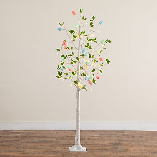 Nearly Natural 6ft Blooming Easter Egg Twig Indoor Artificial Tree