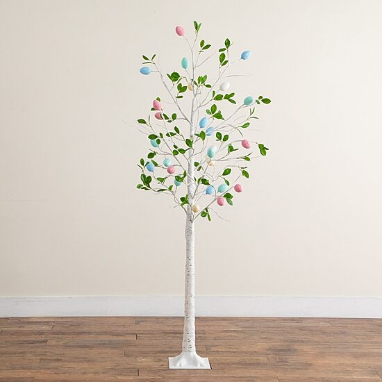 Nearly Natural 6ft Blooming Easter Egg Twig Indoor Artificial Tree