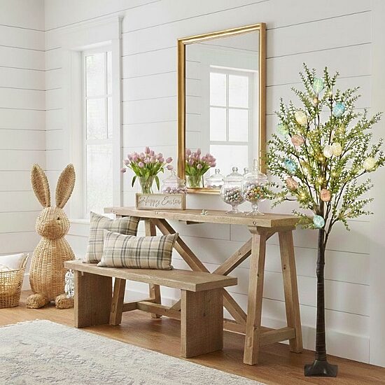Nearly Natural 4ft Easter Egg Twig With Greens Lighted Indoor Artificial Tree