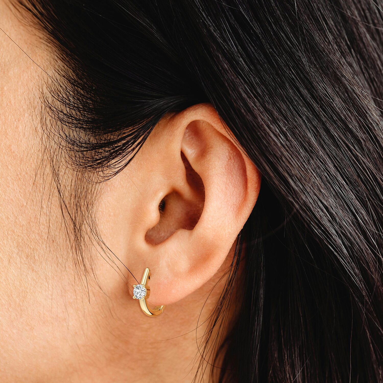 (F/Si1-Si2) Womens 5/8 CT. T.W. Lab Grown White Diamond 14K Gold Over Silver or Sterling 15.2mm Round Hoop Earrings