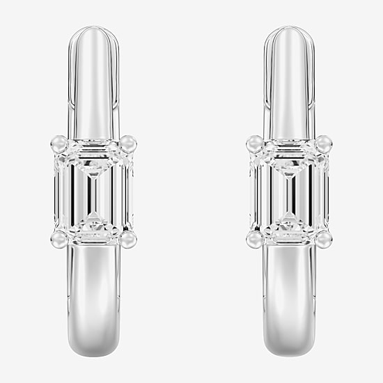 (F/Si1-Si2) Womens 5/8 CT. T.W. Lab Grown White Diamond 14K Gold Over Silver or Sterling Silver 15.2mm Hoop Earrings