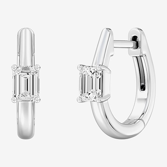 (F/Si1-Si2) Womens 5/8 CT. T.W. Lab Grown White Diamond 14K Gold Over Silver or Sterling Silver 15.2mm Hoop Earrings