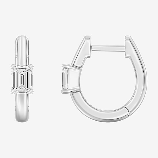 (F/Si1-Si2) Womens 5/8 CT. T.W. Lab Grown White Diamond 14K Gold Over Silver or Sterling Silver 15.2mm Hoop Earrings