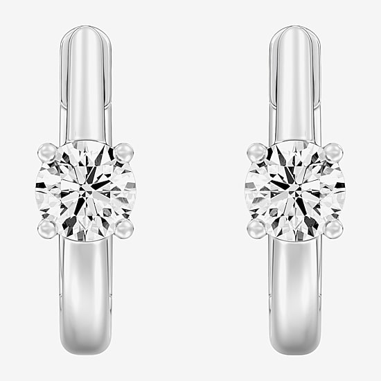 (F/Si1-Si2) Womens 5/8 CT. T.W. Lab Grown White Diamond 14K Gold Over Silver or Sterling Silver 15.2mm Round Hoop Earrings