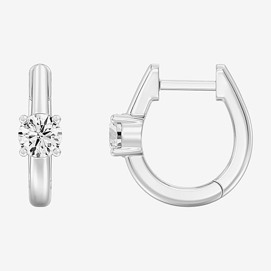 (F/Si1-Si2) Womens 5/8 CT. T.W. Lab Grown White Diamond 14K Gold Over Silver or Sterling Silver 15.2mm Round Hoop Earrings