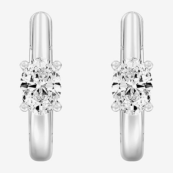 (F/Si1-Si2) Womens 5/8 CT. T.W. Lab Grown White Diamond 14K Gold Over Silver or Sterling Silver 15.2mm Oval Hoop Earrings