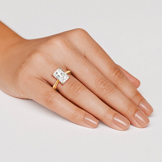 Grown Gorgeous (F / Vs2) Womens 3 3/4 CT. T.W. Lab Grown White Diamond 14K Gold Rectangular Solitaire Engagement Ring