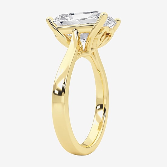 Grown Gorgeous (F / Vs2) Womens 3 3/4 CT. T.W. Lab Grown White Diamond 14K Gold Rectangular Solitaire Engagement Ring