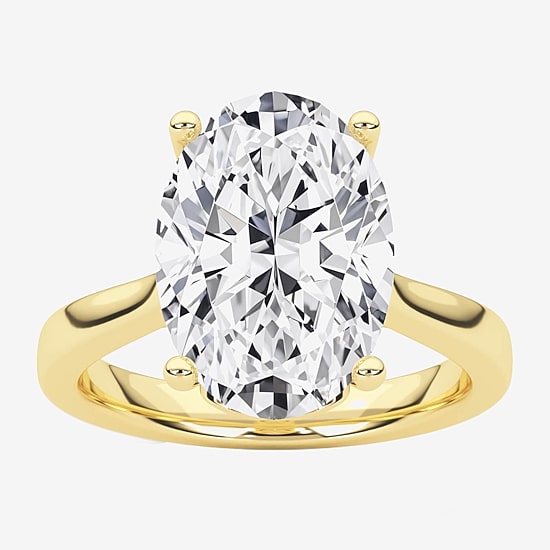 Grown Gorgeous (F / Vs2) Womens 3 3/4 CT. T.W. Lab Grown White Diamond 14K Gold Oval Solitaire Engagement Ring