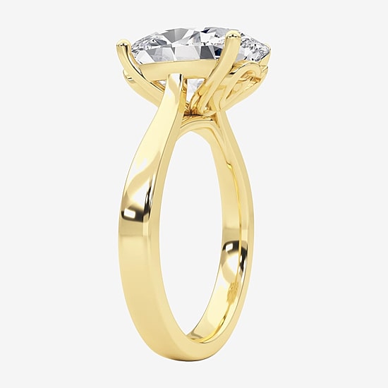 Grown Gorgeous (F / Vs2) Womens 3 3/4 CT. T.W. Lab Grown White Diamond 14K Gold Oval Solitaire Engagement Ring
