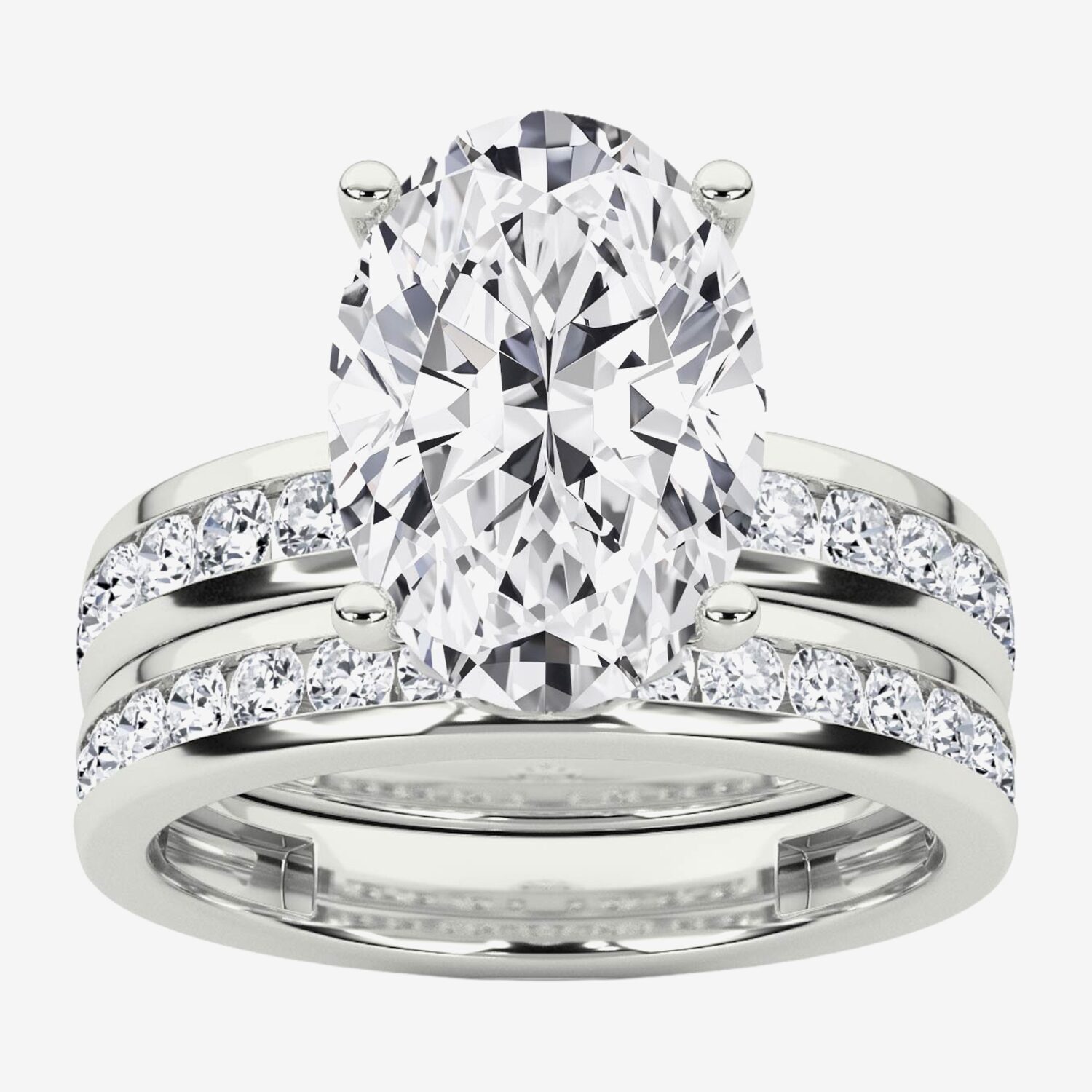 Grown Gorgeous (F / Vs2) Womens / CT. T.W. Lab White Diamond 14K Gold Oval Side Stone Bridal Set