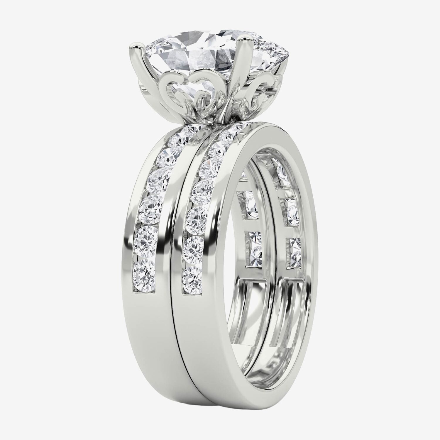 Grown Gorgeous (F / Vs2) Womens 1/ CT. T.W. Lab White Diamond 14K Gold Oval Side Stone Bridal Set