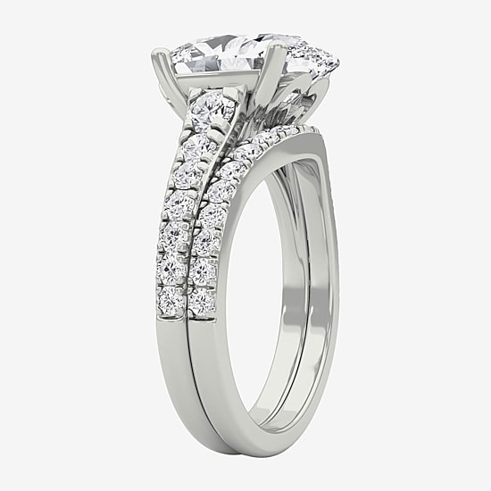 Grown Gorgeous (F / Vs2) Womens 4 5/8 Ct. T.W. Lab Grown White Diamond 14K Gold Oval Side Stone Bridal Set