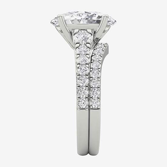 Grown Gorgeous (F / Vs2) Womens 4 5/8 Ct. T.W. Lab Grown White Diamond 14K Gold Oval Side Stone Bridal Set