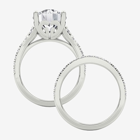 Grown Gorgeous (F / Vs2) Womens 4 5/8 Ct. T.W. Lab Grown White Diamond 14K Gold Round Side Stone Bridal Set