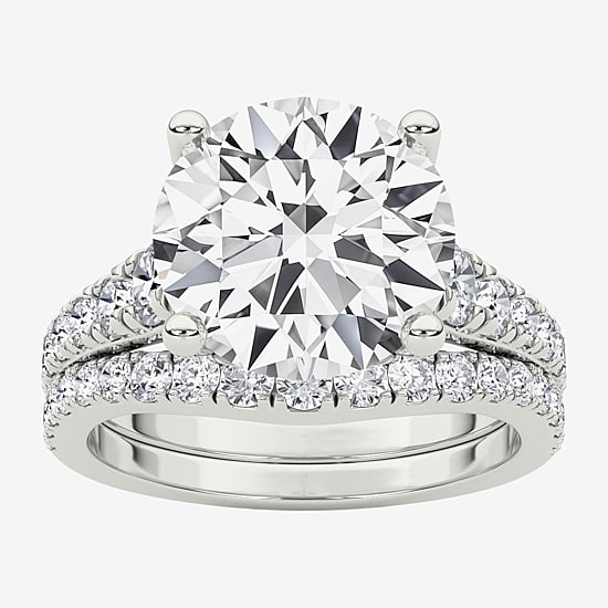 Grown Gorgeous (F / Vs2) Womens 4 5/8 Ct. T.W. Lab Grown White Diamond 14K Gold Round Side Stone Bridal Set