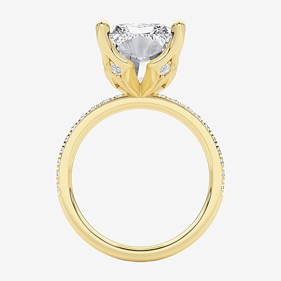 Grown Gorgeous (F / Vs2) Womens 7 Ct.T.W. Lab Grown White Diamond 14K Gold Rectangular Side Stone Engagement Ring