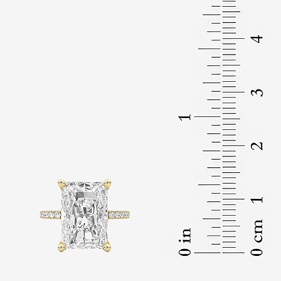 Grown Gorgeous (F / Vs2) Womens 7 Ct.T.W. Lab Grown White Diamond 14K Gold Rectangular Side Stone Engagement Ring