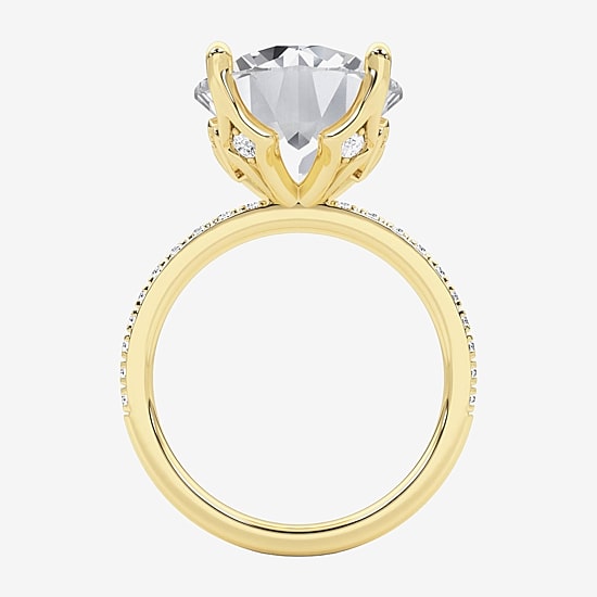 Grown Gorgeous (F / Vs2) Womens 7 Ct.T.W. Lab Grown White Diamond 14K Gold Round Side Stone Engagement Ring