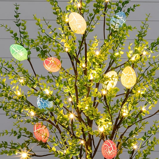 Nearly Natural 4ft Easter Egg Twig With Greens Lighted Indoor Artificial Tree