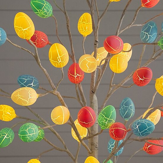 Nearly Natural 6ft Easter Twig Lighted Indoor Artificial Tree