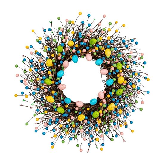 Nearly Natural 24" Easter Egg Twig Wreath