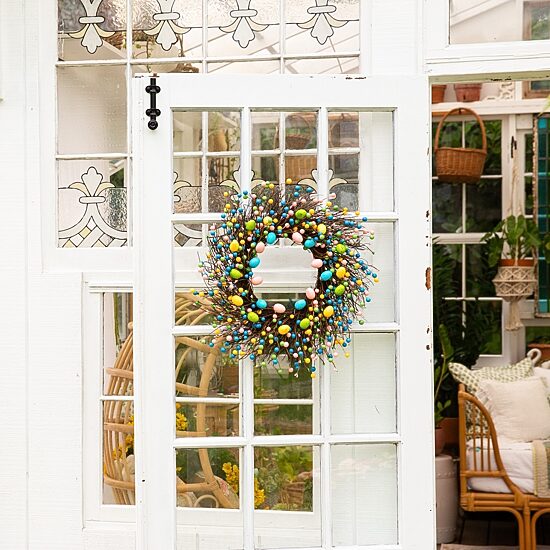Nearly Natural 24" Easter Egg Twig Wreath