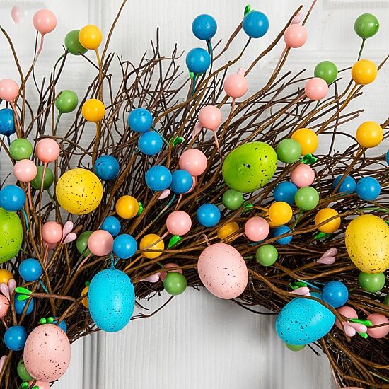 Nearly Natural 24" Easter Egg Twig Wreath