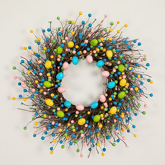 Nearly Natural 24" Easter Egg Twig Wreath