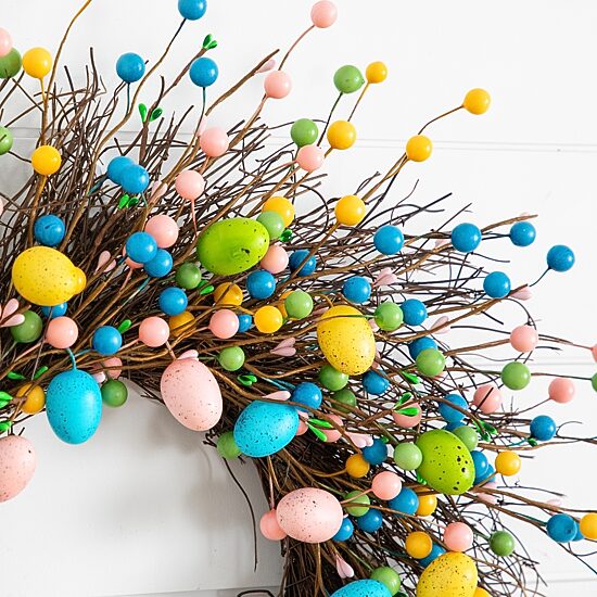 Nearly Natural 24" Easter Egg Twig Wreath