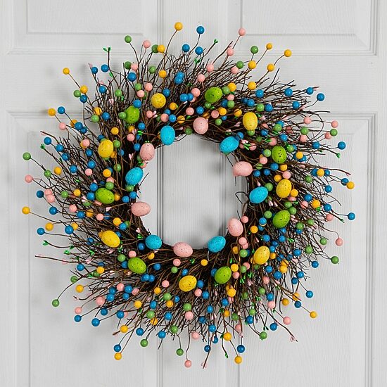 Nearly Natural 24" Easter Egg Twig Wreath